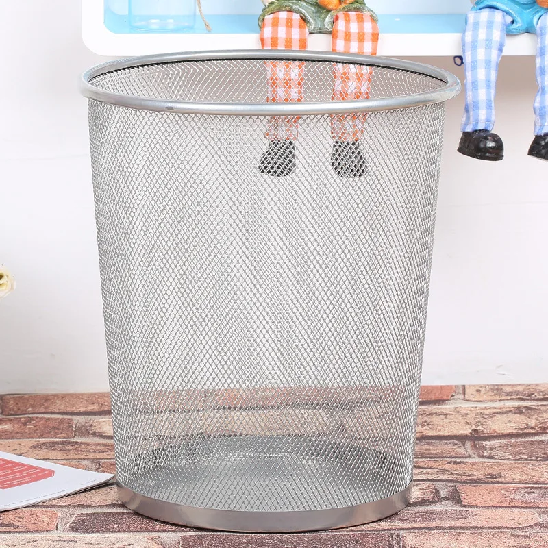Round Mesh Trash Can Office Waste Paper Basket Trash bin Waste Bins