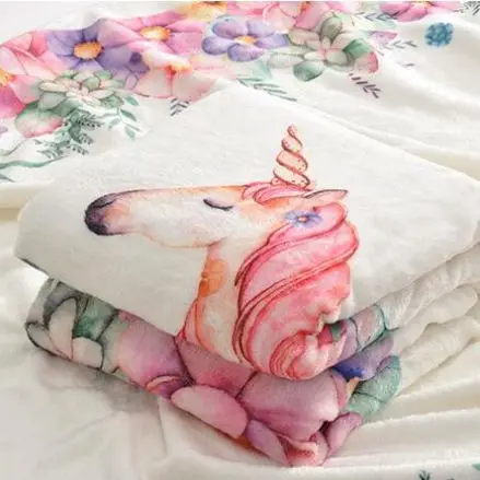 
Excellent Material customize unicorn plush soft photo milestone baby receiving blanket 