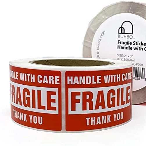 Factory Price Fragile Label Thank You Sticker Gift Colorful Adhesive Paper Sticker Direct Thermal Label Roll Packaging Label