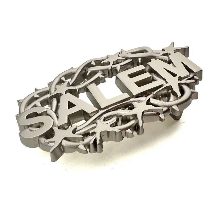 Custom Letter Shape Metal Belt Buckle Brand Logo Matt Silver Plating Metal 38mm Alloy Buckle for Man