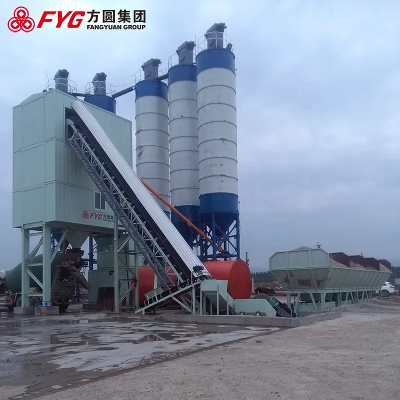 FYG HZS180 Electric Power Type Mixing Plant Conveyor Loading New Condition Production Line Machine Core Components Include Motor