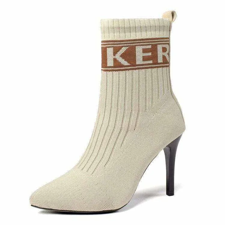 Factory direct supply stylish ankle boots fall winter women ankle boots casual high heels sock boots