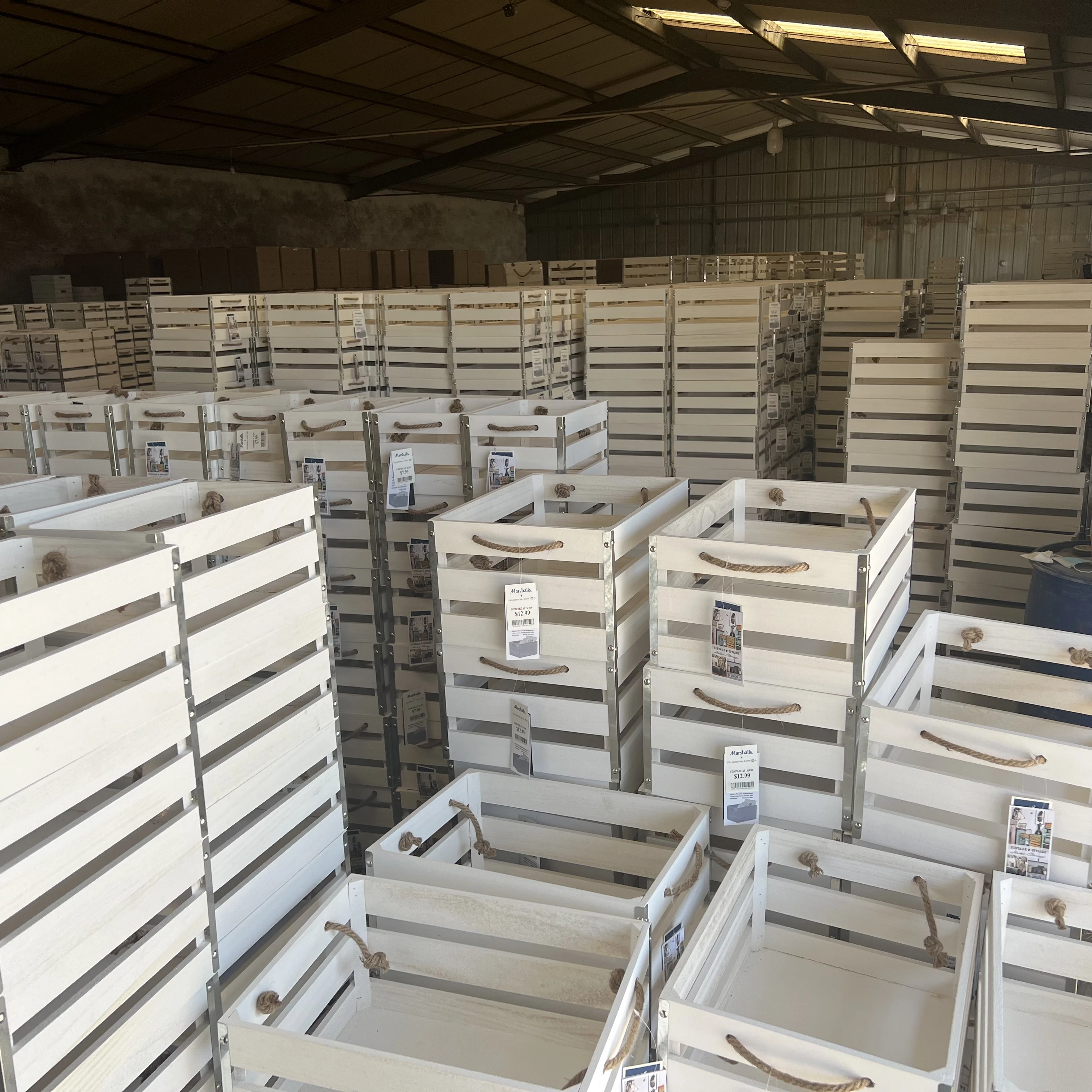 Antique Country Decoration Wooden Nesting Storage Box With Twisted Rope Handle Wooden Storage Crate