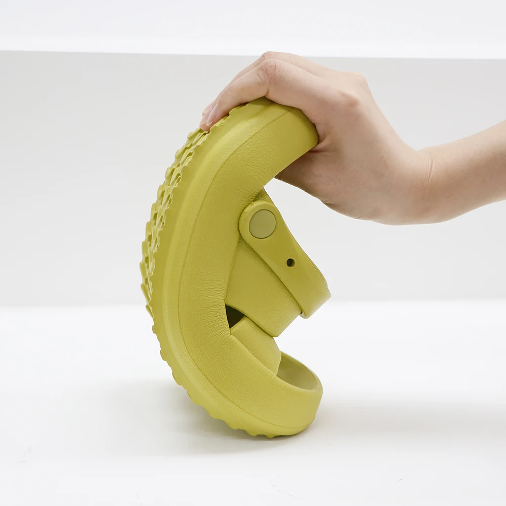 Hot Selling Outdoor Double Strap Thick Bottom Flat Sandals Light Weight Pure Color Indoor Eva Slides For Women