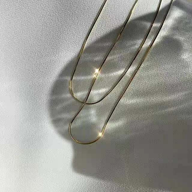 HOVANCI Thin 0.9mm 2mm Herringbone Round Snake Chain Girl Men Tarnish Free Stainless Steel Chain For Jewelry Making Supplies