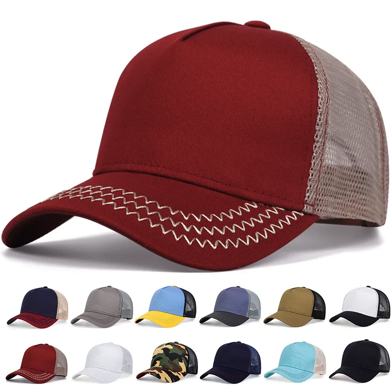 Wholesale High Quality Blank 5 Panel Polyester Mesh Custom Embroidery Logo Trucker Hat For Man And Woman