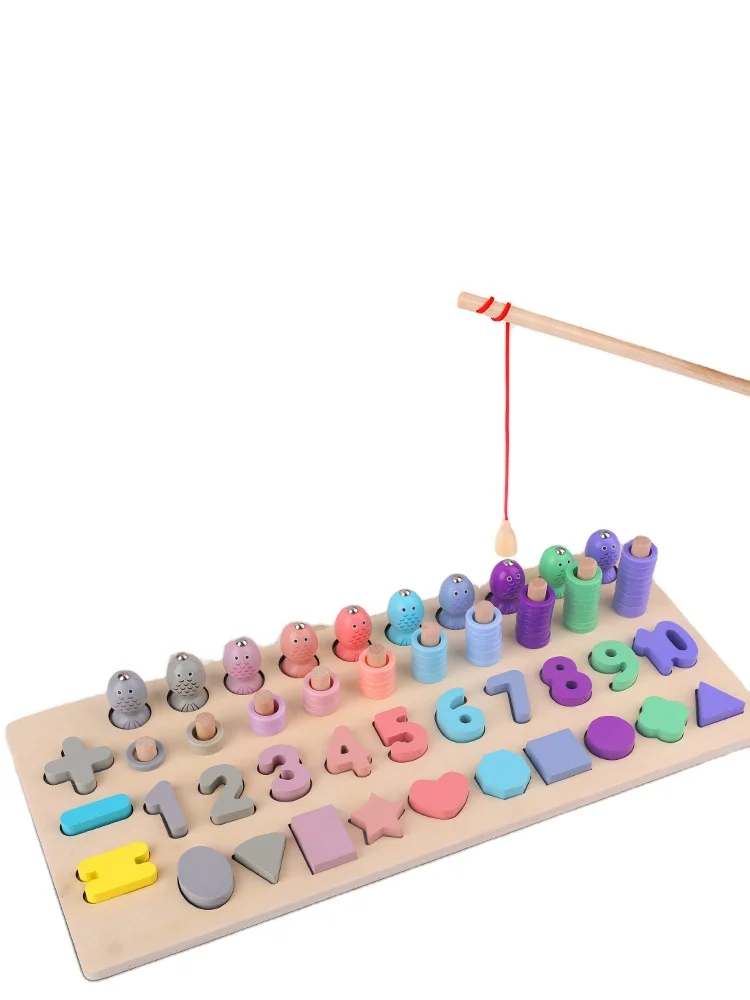 Kids  Wooden Multifunctional Logarithmic Board Children  Cognition Shape Matching Board Parent-child Games