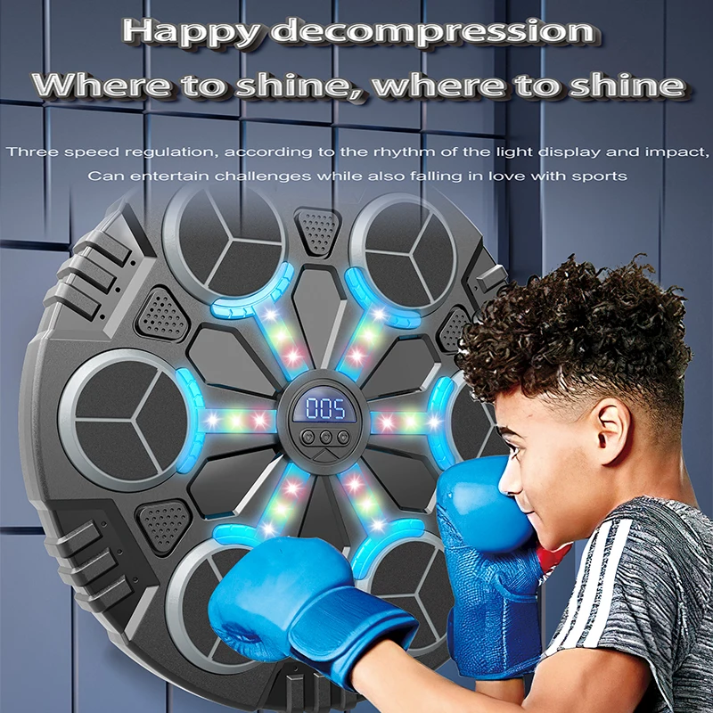 Unisex Pink One Punch Reaction Target Machine Musical Electronic PU LED Smart Music Boxing Training Gloves Kids Educational Toy