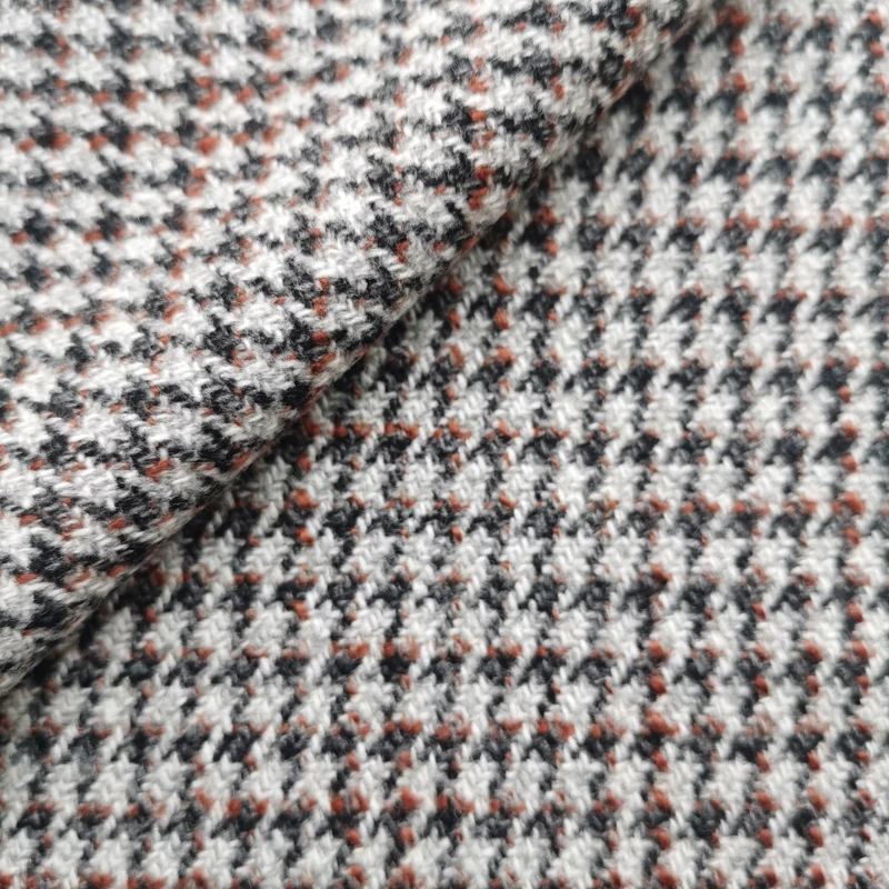 
in stock quick shipment 10%Wool 80%polyester 10%other 145cm 500g/m Melton tartan tweed fabric for overcoat suit jacket 