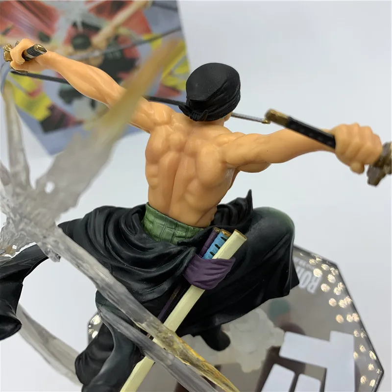 Hot Sale Anime Roronoa Zoro Figure With Box 18CM Double Head Sword Anime Zoro Action Figure