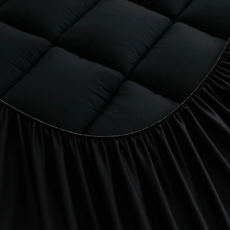 100% Polyester 700GSM Mattress Pad in Black Dark Grey Blue White Skirt-Bedspreads Coverlets Twin Full Queen King Sizes Home Use