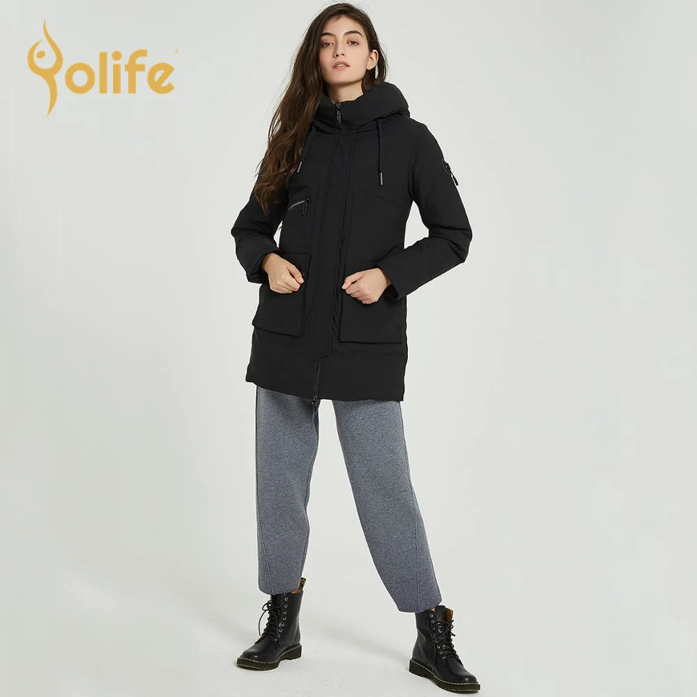 
Yolife Women Hooded Coats Parka Casual Cargo Solid Zipper Pockets Jacket Ladies Thick Jacket Women 2021 Winter Outerwear 