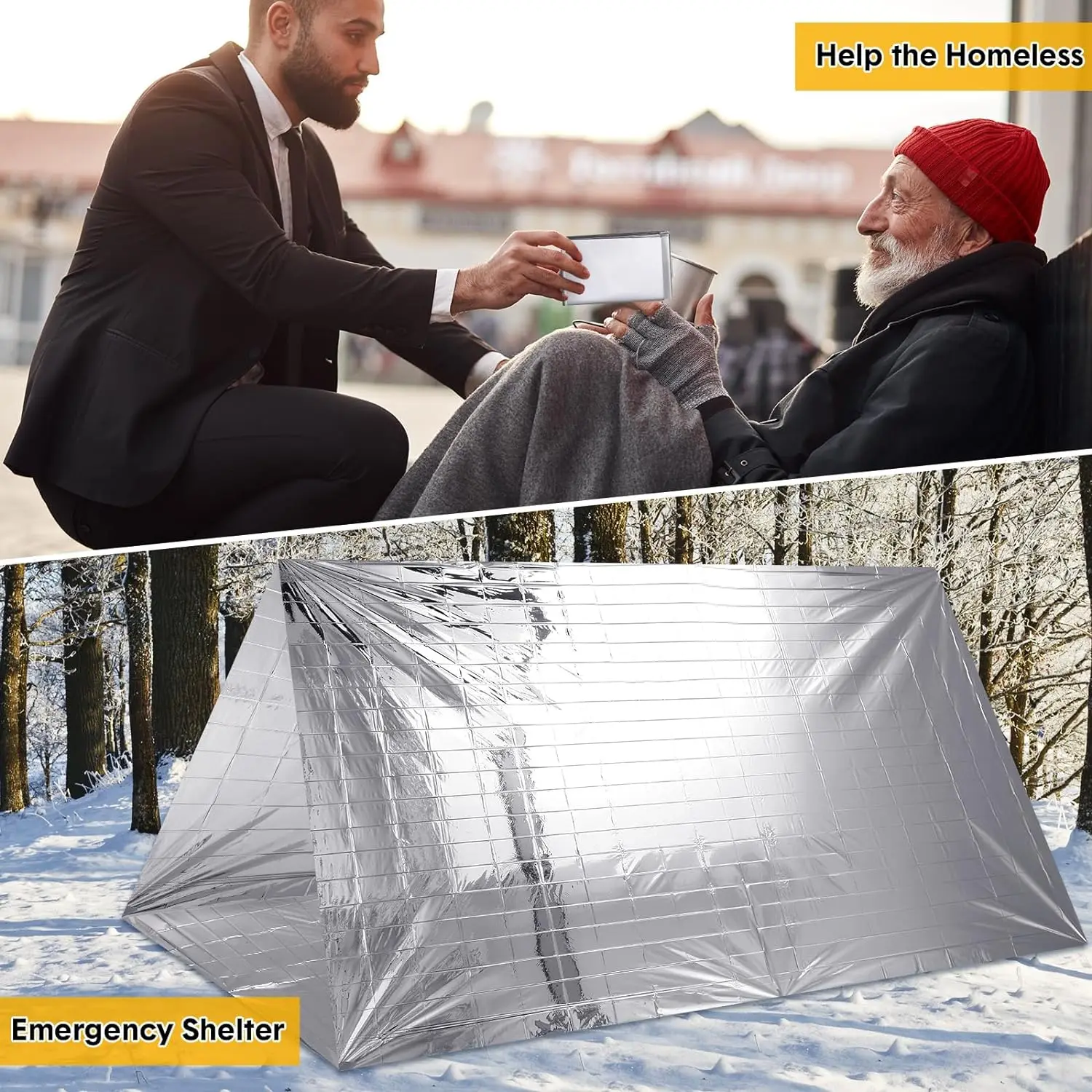 Light Weight Double-Sided Silver Aluminized Foil Survival Emergency Mylar Thermal Space Blankets Polyester