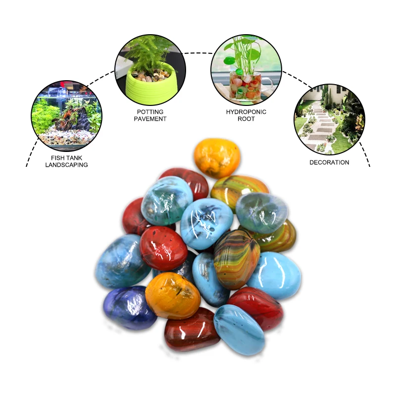 Yuhua Stone Bulk Polished in Various Colors Natural Garden Aquarium Landscape Pattern Glass Beads River Cobble Paving Stone