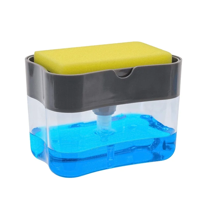 New Creative Kitchen scrubbing and cleaning liquid box Dispenser push-type Detergent Washing Sponge Pump Manual Press soap caddy