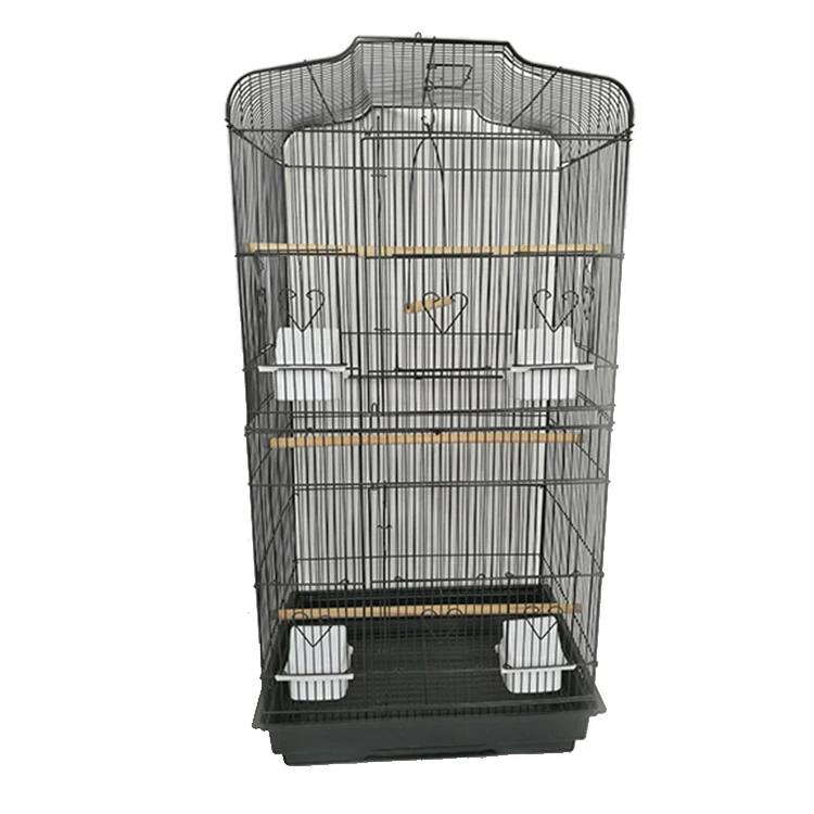 
2000 in stock black large bird cage46x37x93cm 3 layers folding parrot stainless cage independent packing for convenient delivery 