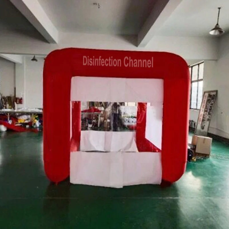Inflatable disinfection tunnel with electronic disinfection machine