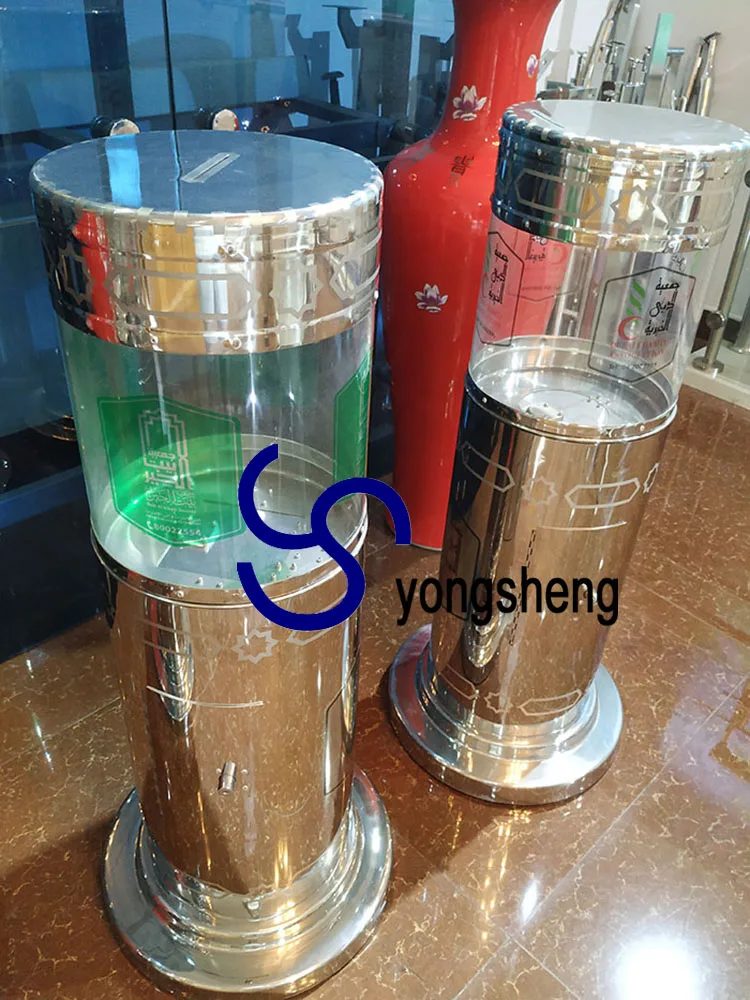 Simple Design Tip Box Stainless Steel Suggestion Ballot Box Large Donation Box With Acrylic For Large Display Area