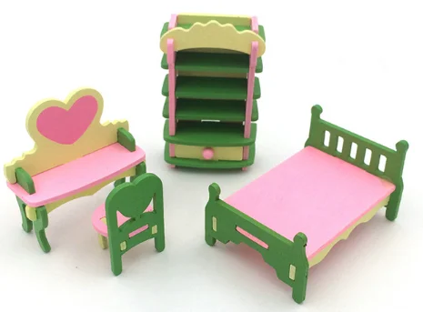 
Wholesale Bass Wood Doll House Furniture Small Toys For Kids Wooden Miniature Furniture 