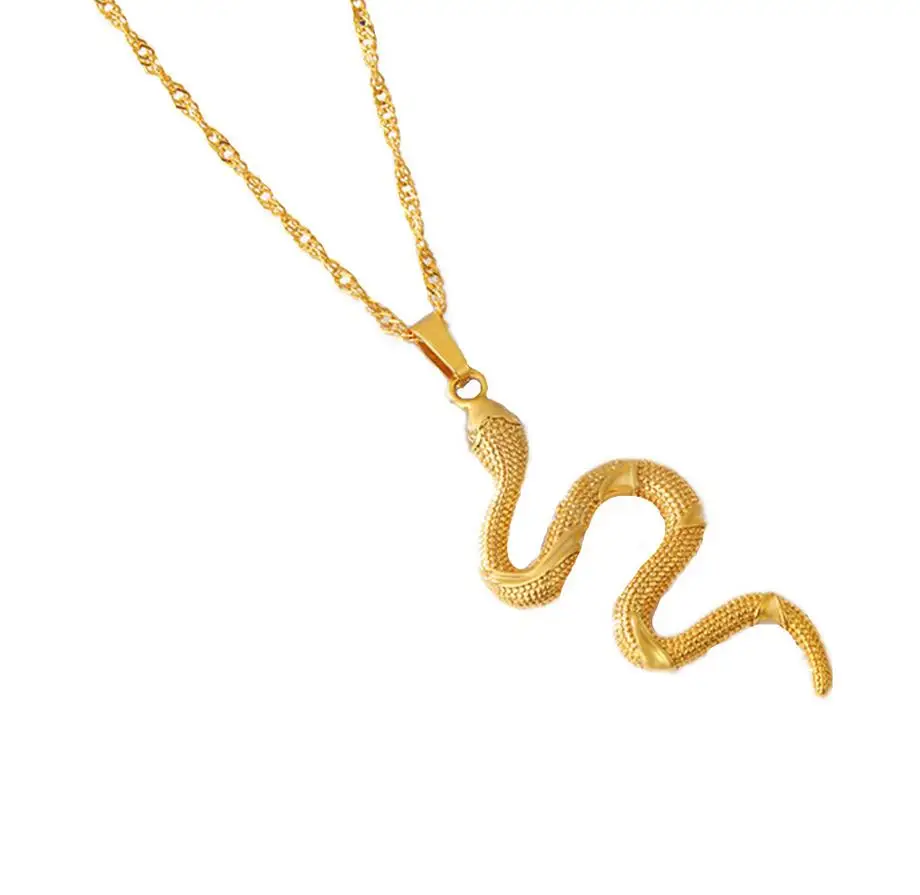2022 Mens Stainless Steel Gold Snake Charms Pendant Necklace Jewelry
