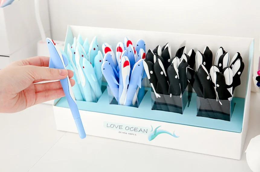 Wholesale Creative Submarine World Silicone Shark Pen Cute 0.5mm Dolphin Neuter Pen for Students Quickly Dry