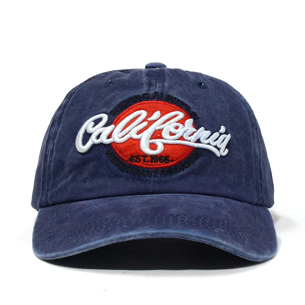 Plain Custom Fitted Hats Logo Blank Embroidered Washed Cotton Dad Vintage Hat Retro Plain Jean Baseball Cap