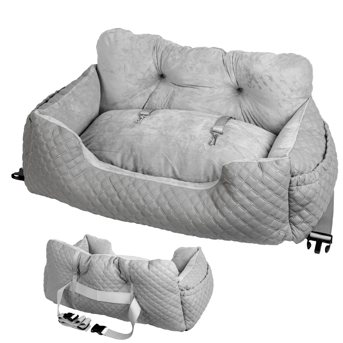 Custom New PU Leather Dog car seat Pet Booster Seat Waterproof Dog Travel Bed Luxury car seat Pet Carrier Bag