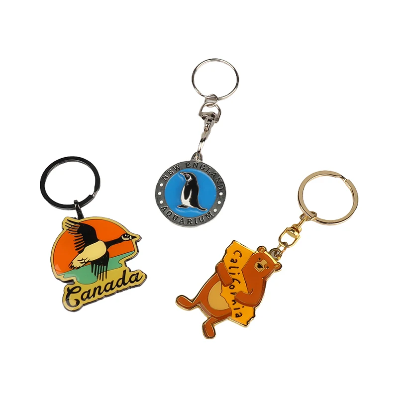 Factory Direct Custom Metal Keychain Coin Holder with Animal Theme-Bear Bird Penguin Durable Metal Hardware Keychain