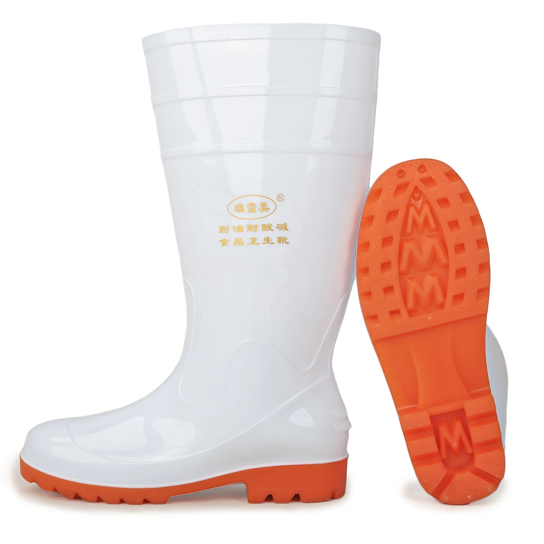 Cheap white food industry workshop waterproof oil acid alkali resistant plastic pvc rubber rain boots