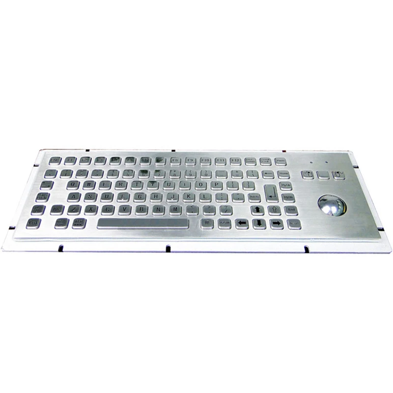 Industrial Keyboard Stainless Steel Metal Keyboard with Trackball Used for Kiosk
