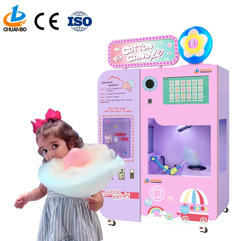 Touch Screen Latest Fully Automated Kids robotsemi automatic fancy cotton candy machine/ automatic candy floss machine