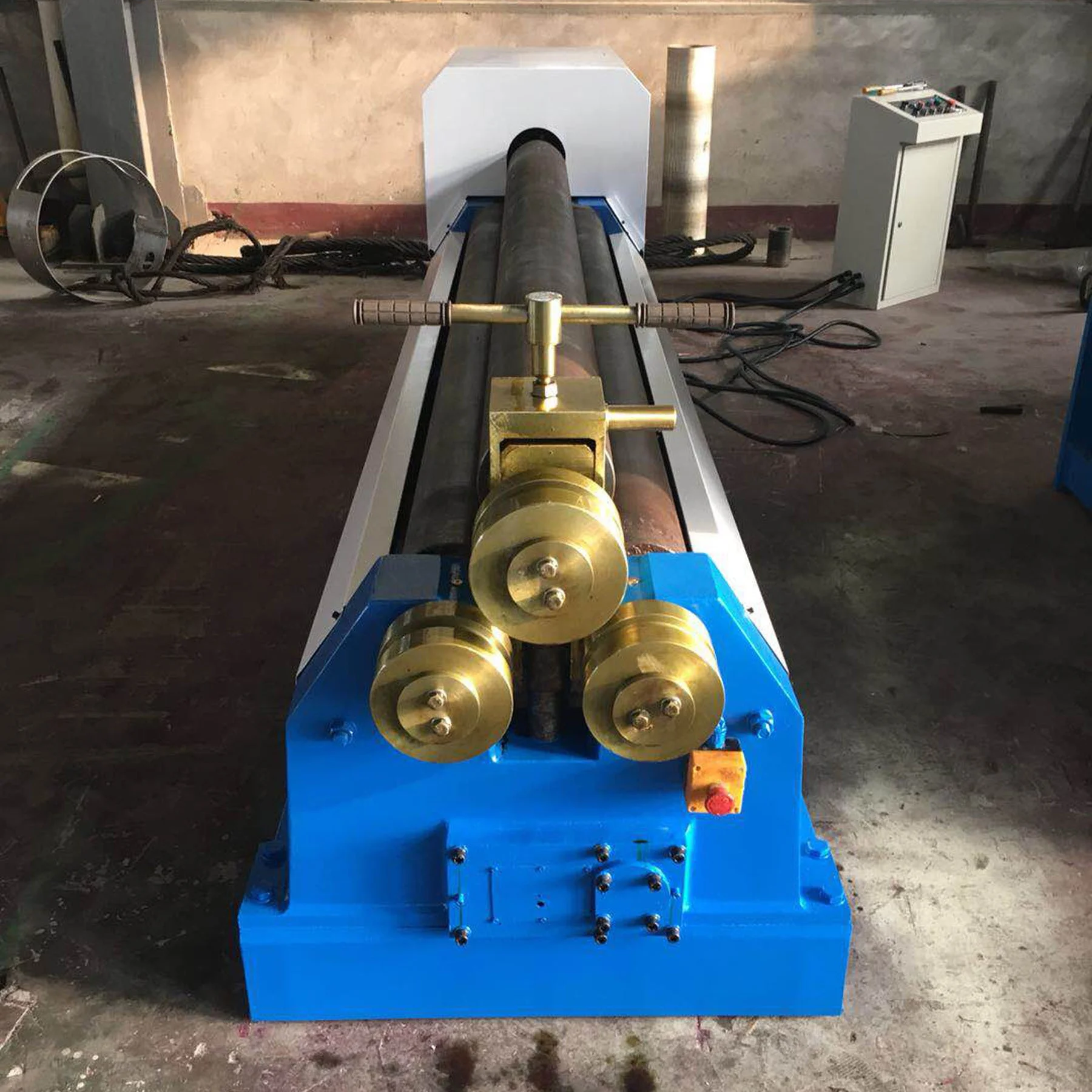 Longsheng small mechanical type stainless steel plate rolling bending machine 3 roller bending machine for long plate W11-8X2500