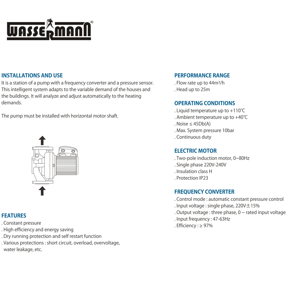 Building heating circulating pump with frequency converter