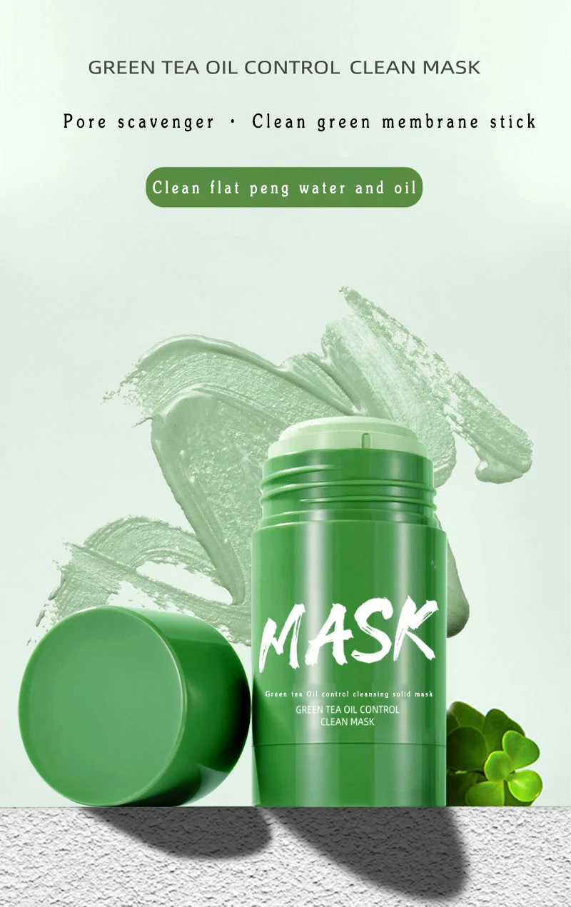 Private label Clay Mask Stick Facial Skin Care Matcha Green Tea Mask Facial Clay Mud Solid Green Tea Mask