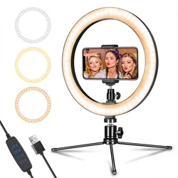 Makeup Desktop Fill Ringlight Phone Holder 10 Inch Selfie LED Circle Ring Light With Tripod Stand