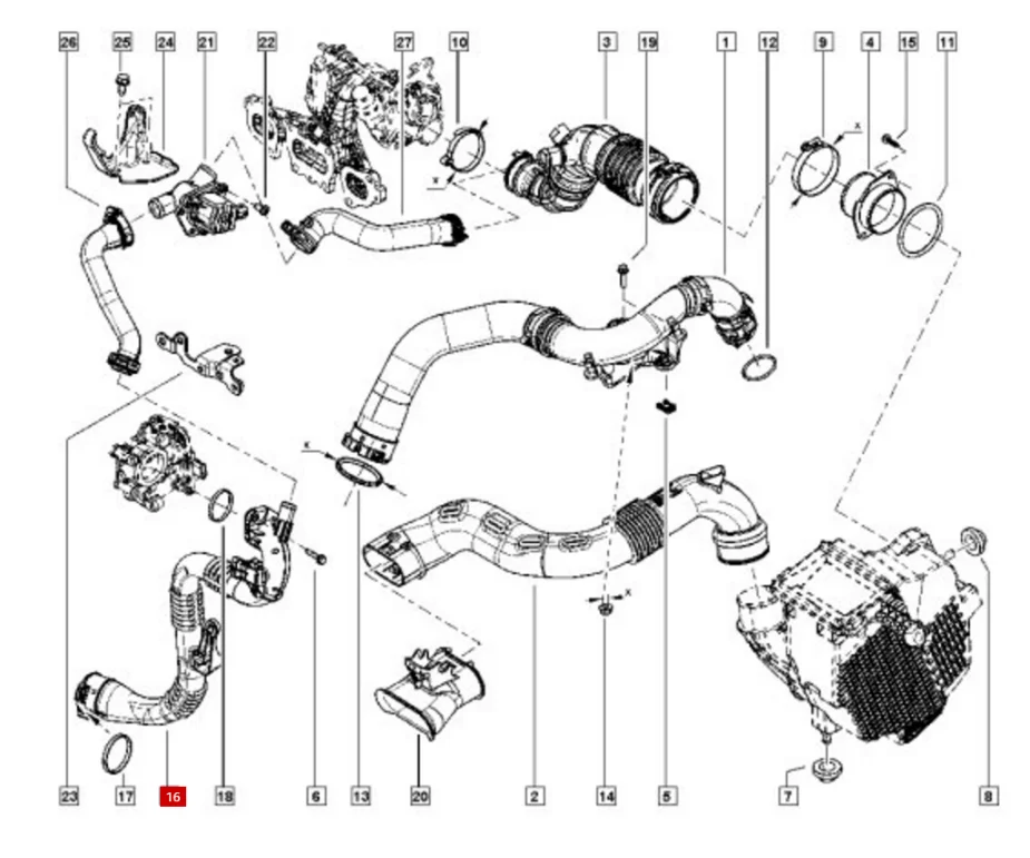 Auto parts Air Hose Intake hose charger air hose Charge Air Pipe 144605243R for Renault Ca Clio IV 0.9 Tce 1.2 Tce