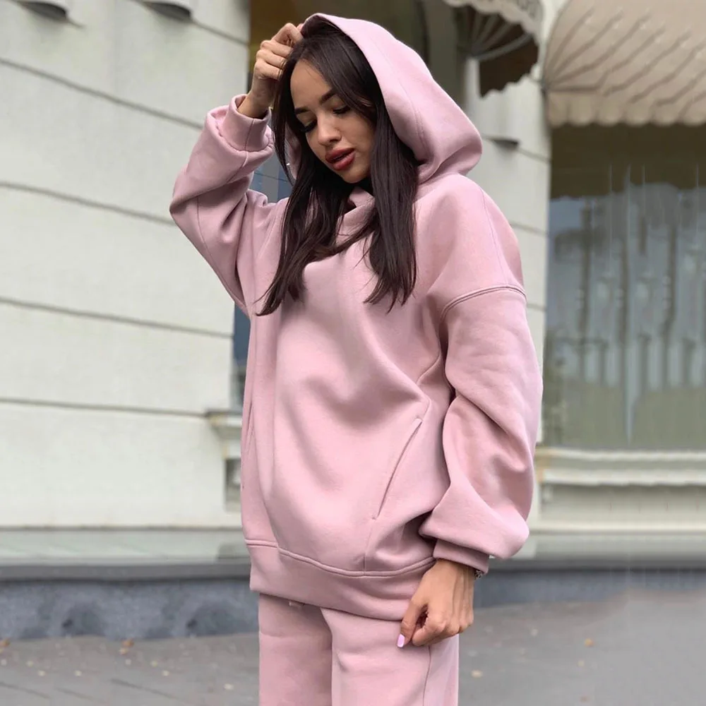 Custom Logo High Quality Track Suit Women Fall Women Velour Track Suits Outfits Sweatpants Hoodie Set Womens Jogging Set Sweat