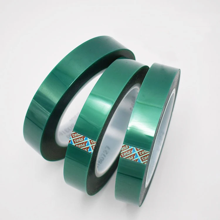 Pet high temperature tape Tesa 50600 pet silicon green polyester masking tape for Powder spraying