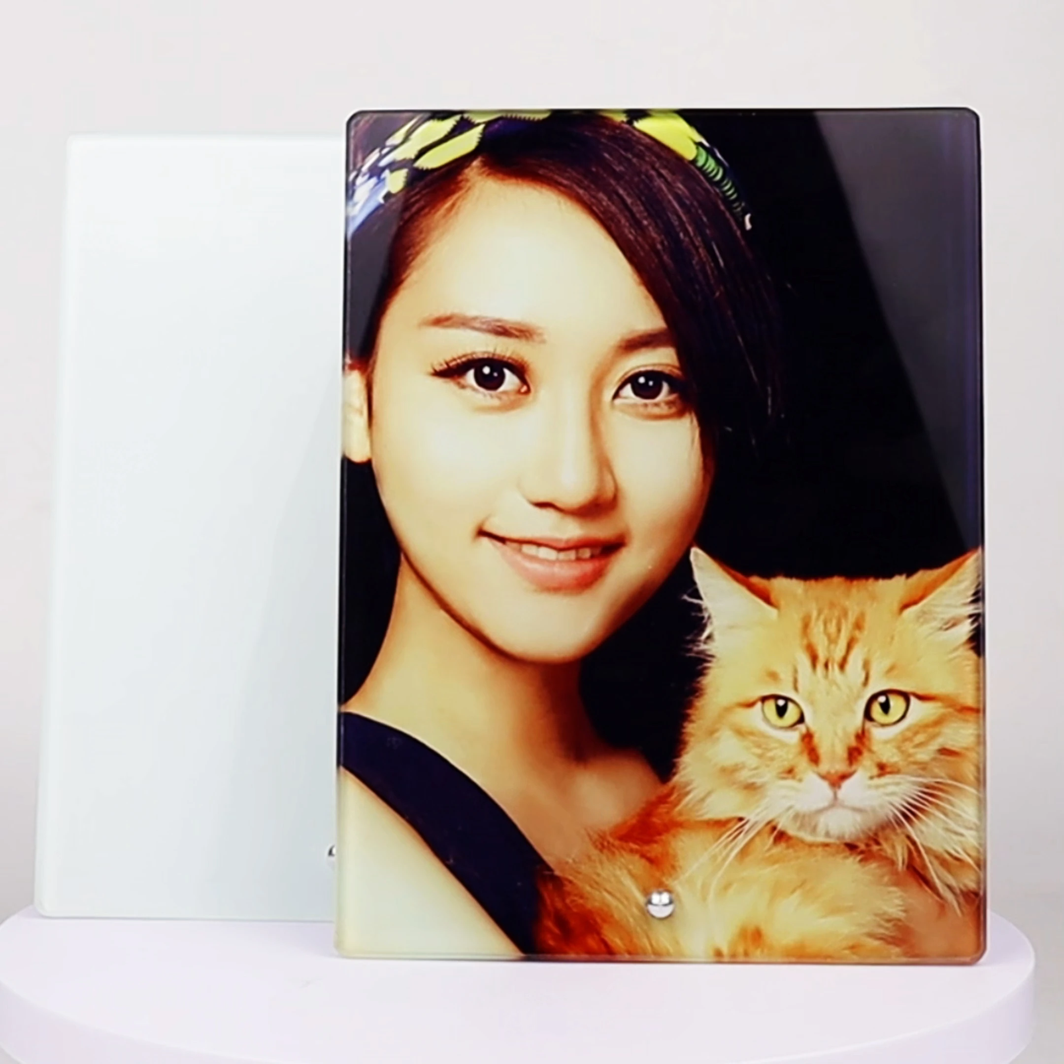 Wholesale 4mm thick 15x20cm White Blank Glass Vertical Photo Frame for Sublimate with Aluminum Bracket