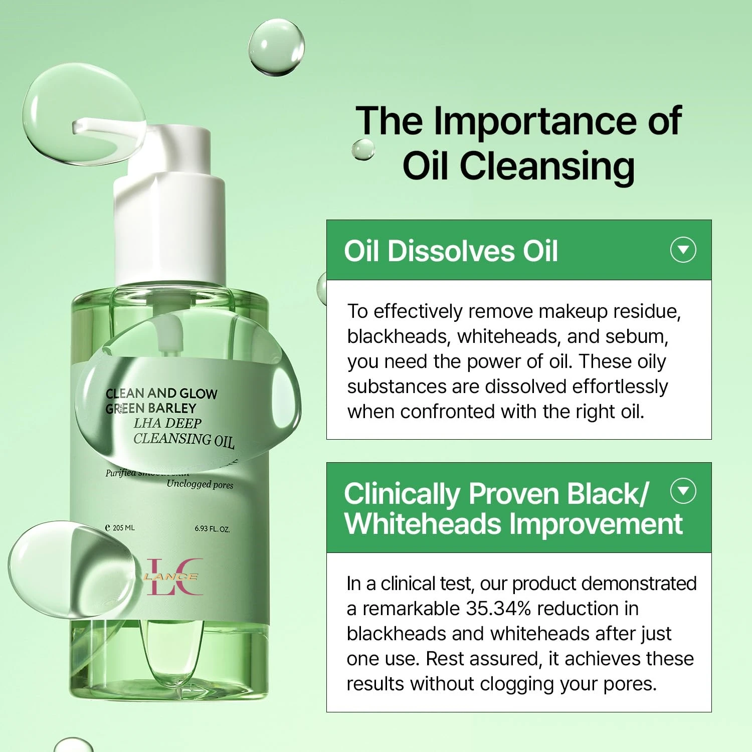 Lance LHA Deep Cleansing Oil OEM ODM Refreshing Skin Removing Heavy Makeup Instant Deep Clean Blackhead Facial Cleanser Oil