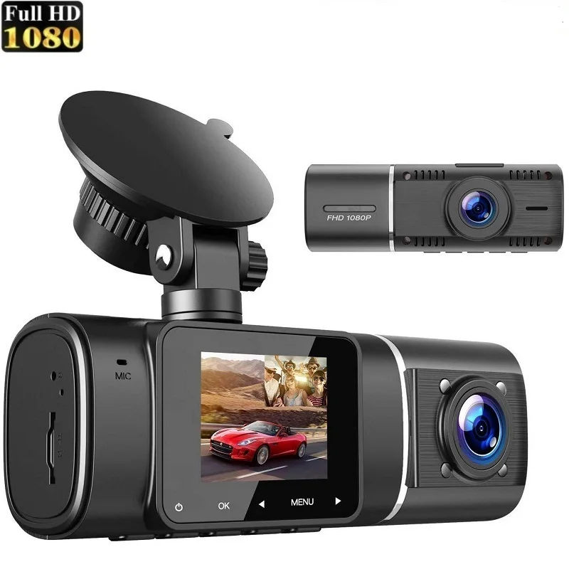 1.5 Inch Screen Dash Cam 1080P Dual Lens Interior Exterior Car Camera Recorder 24H Parking Monitor Car Black Box Video Recorder