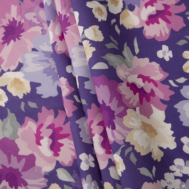 100% ткань «Чаллис» из искусственного шелка, цифровая печать на заказ, с розовыми цветочками на вискозной однотонной ткани 150gsm подходящих сумочек для вечеринок платье