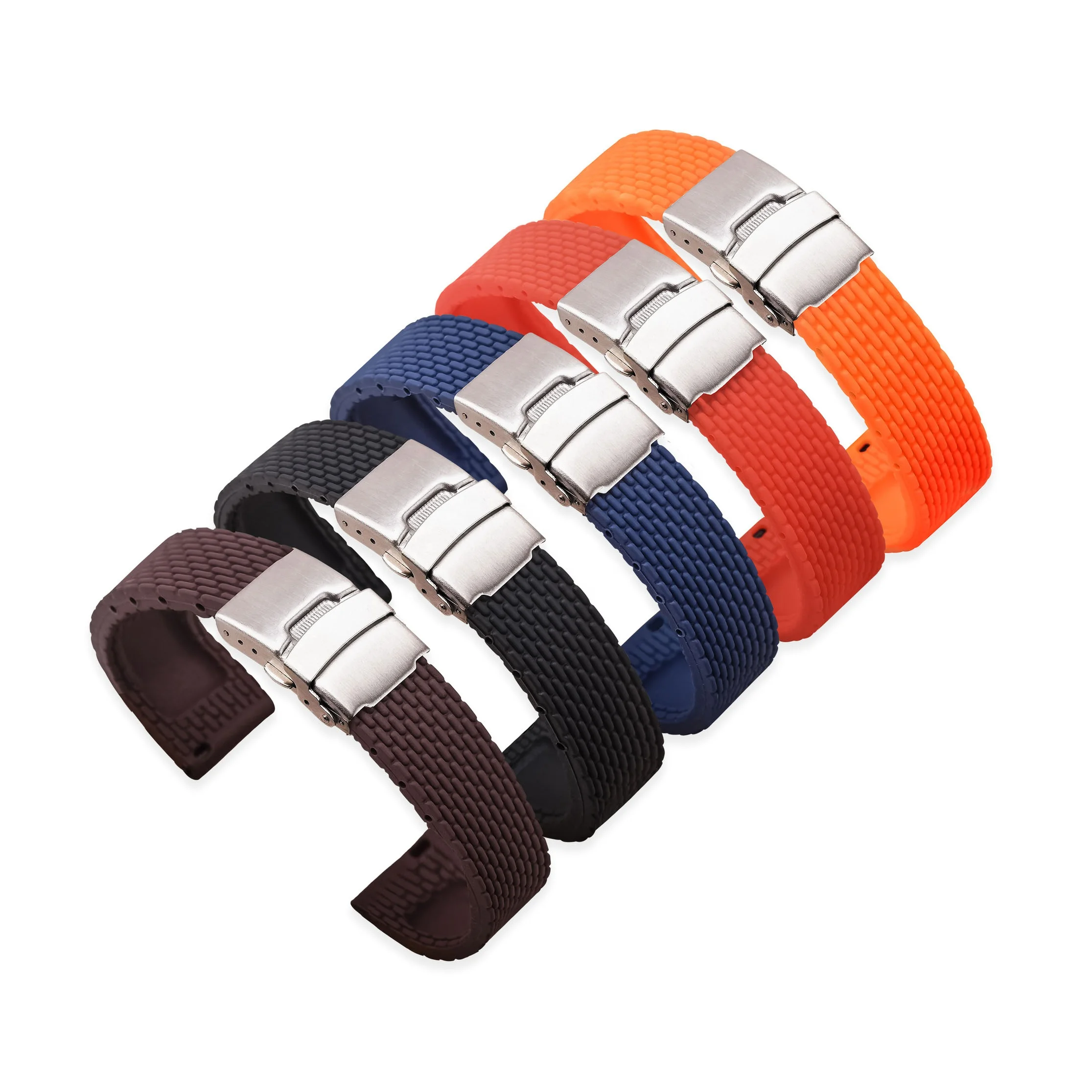 Soft quick release silicone rubber divers watch band deployment clasp watch wristband