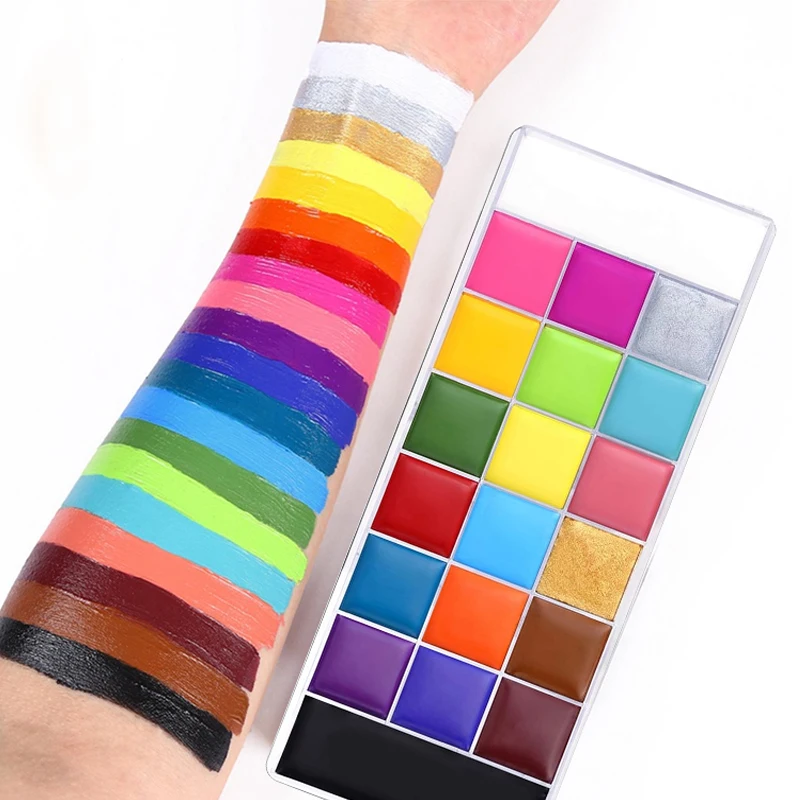 Face Body Paint Oil Palette Halloween Makeup 20 Color Professional Face Painting Kit Body Paint Palette