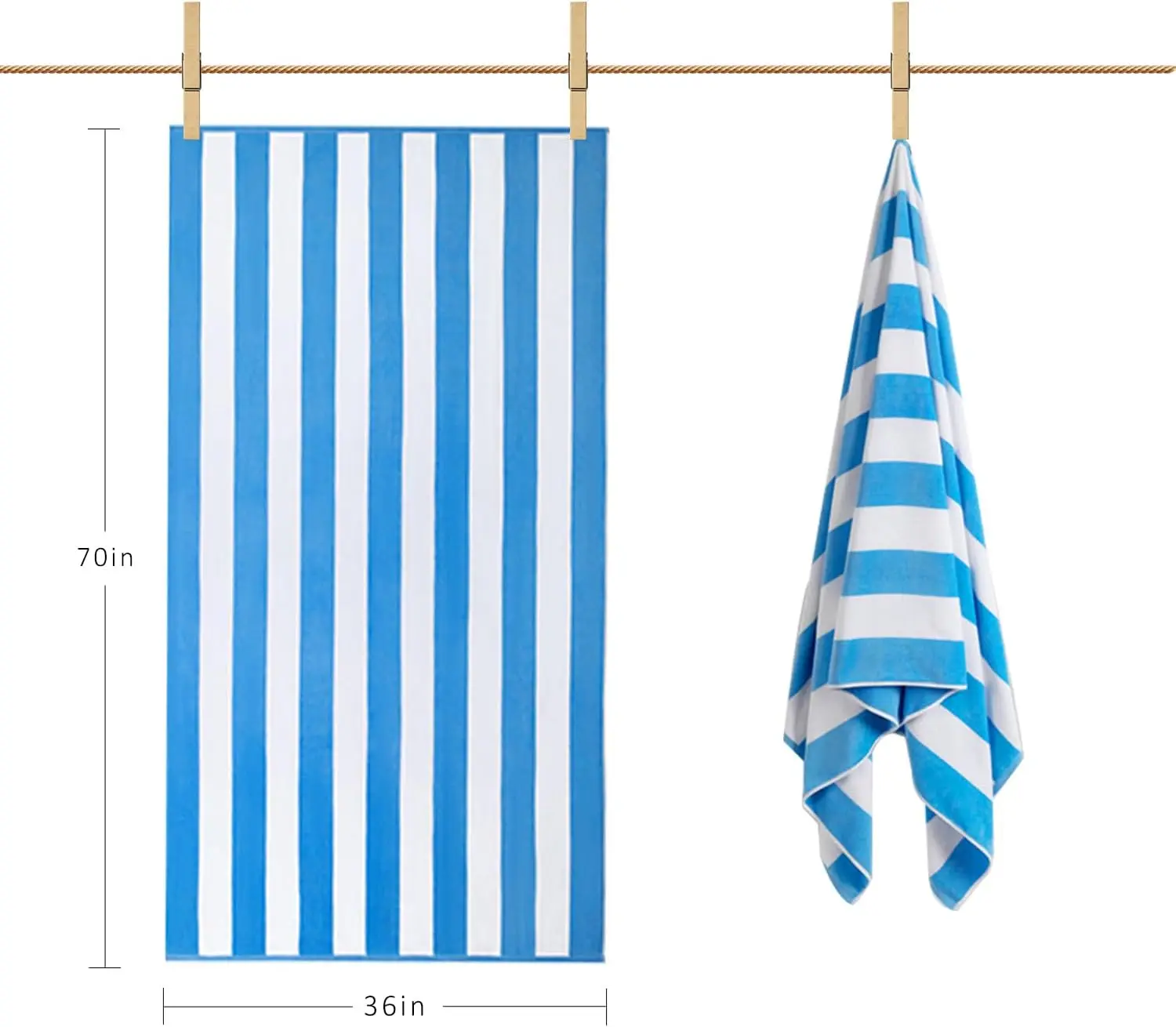 100% Cotton Terry Cabana Stripe Pool & Beach Towel  Soft & Absorbent Towel