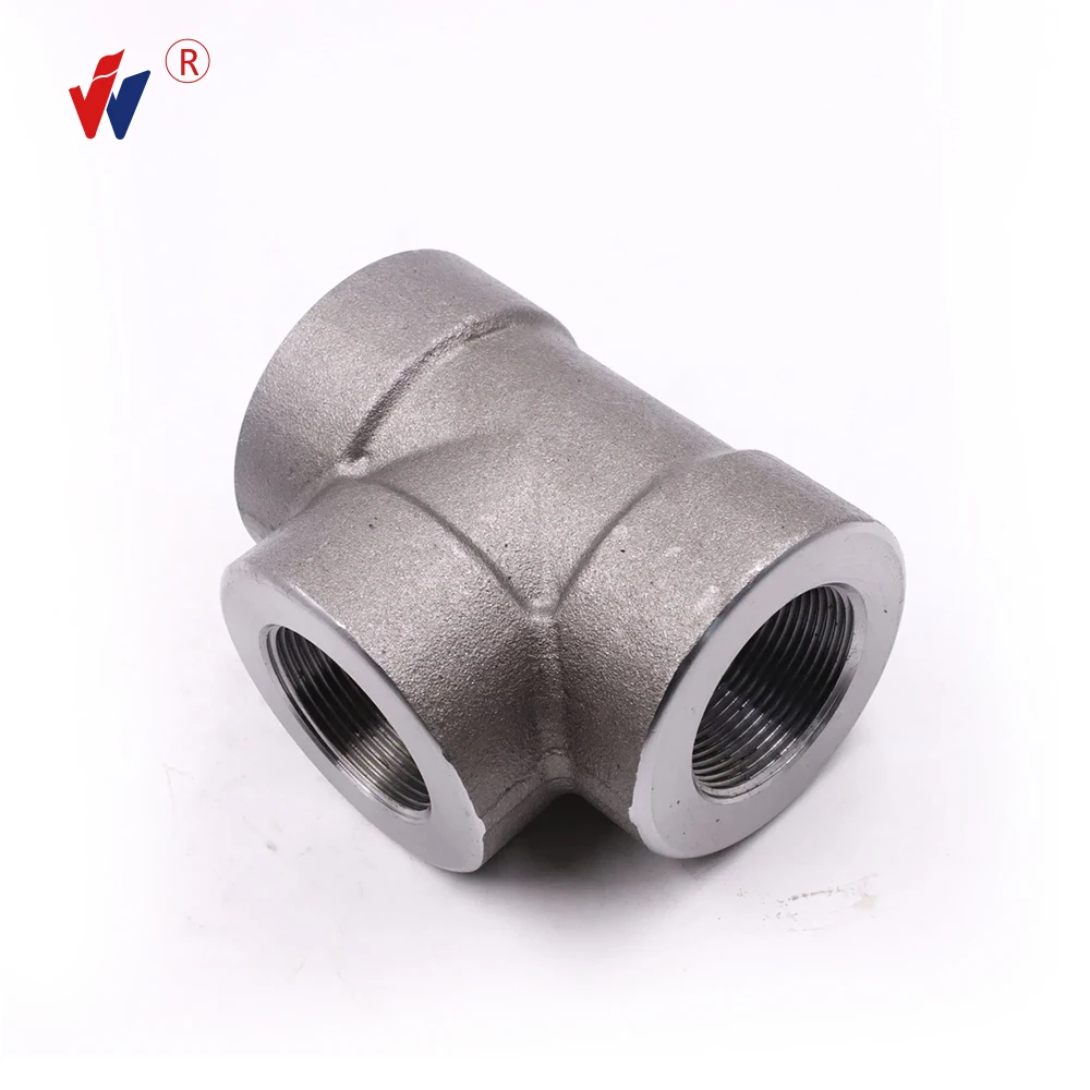 High pressure forged carbon steel npt threads pipe fitting tee threaded 2000PSI