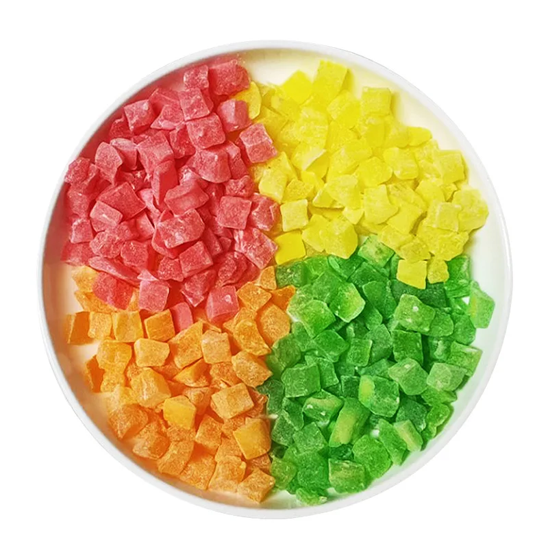 Hot Sale Mixed 4 Colors Delicious Candied Preserved Fruit Diced Dried Papaya