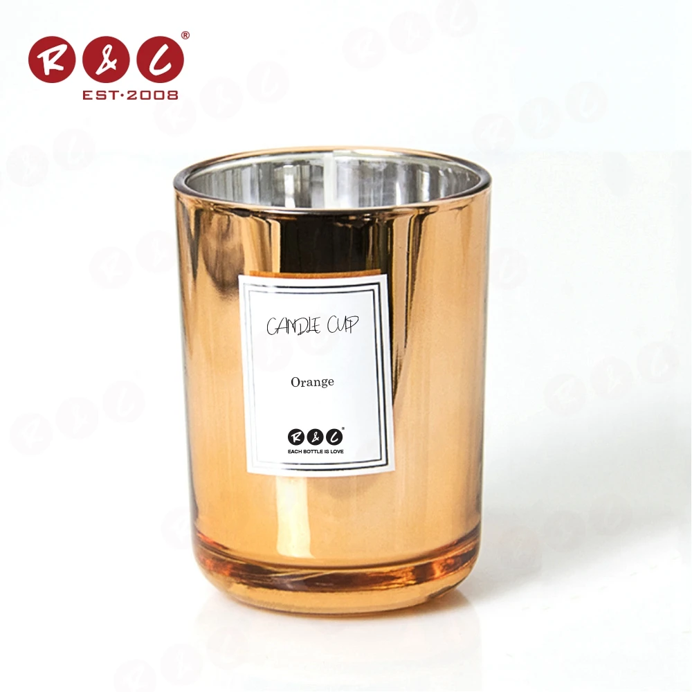 10 Oz Luxurious Elegant Steel Custom Empty Logo Copper Gold Metallic Status Tin Can Holders Lanterns Metal Candle Jars With Lid