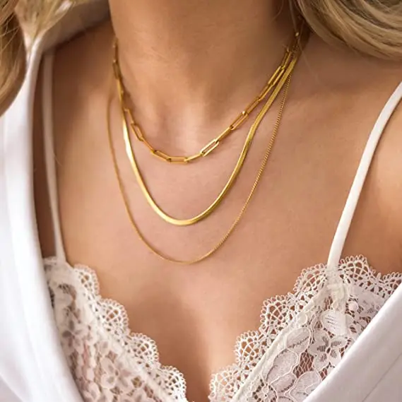 Hot selling products 2023 high quality chunky necklaces women jewelry stainless steel gold twisted rope chain necklace