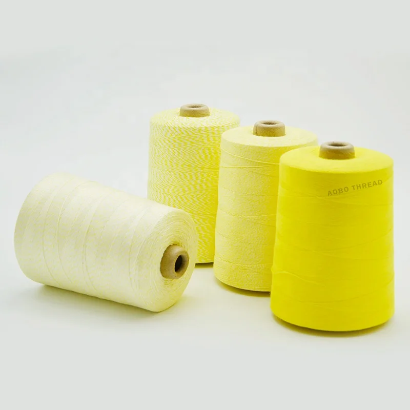 20s6 virgin material, raw white, shaped polyester bag closing thread factory price, bag closer thread
